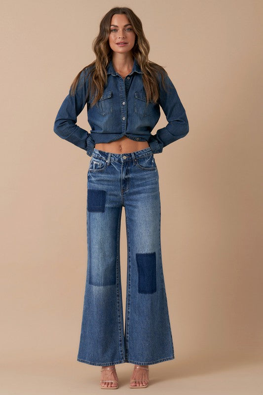 Relaxed Wide Leg Patchwork Jeans for Women | Bellem Trading - Bellem Trading