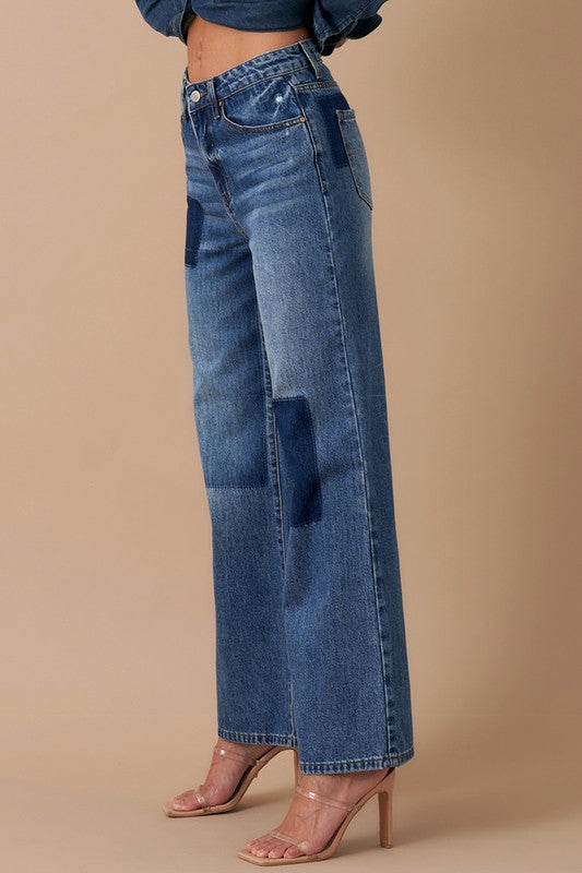 Relaxed Wide Leg Patchwork Jeans for Women | Bellem Trading - Bellem Trading