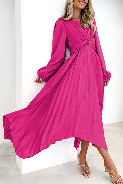 Pleated Long Sleeve Maxi Dress for Women | Bellem Trading - Bellem Trading
