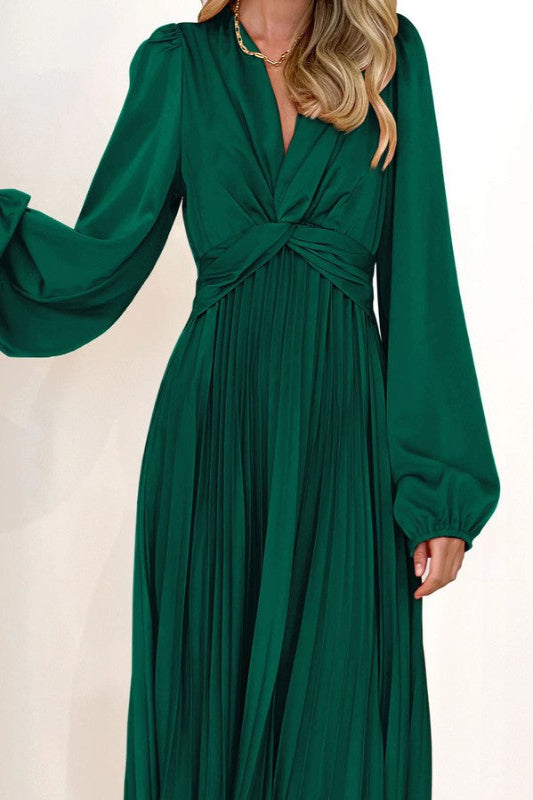 Pleated Long Sleeve Maxi Dress for Women | Bellem Trading - Bellem Trading