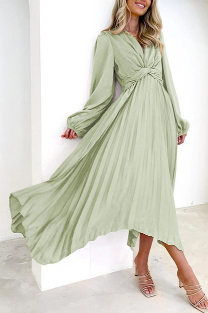 Pleated Long Sleeve Maxi Dress for Women | Bellem Trading - Bellem Trading
