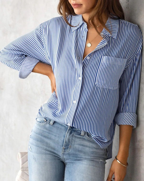 Striped Button Down Shirt for Women | Bellem Trading - Bellem Trading