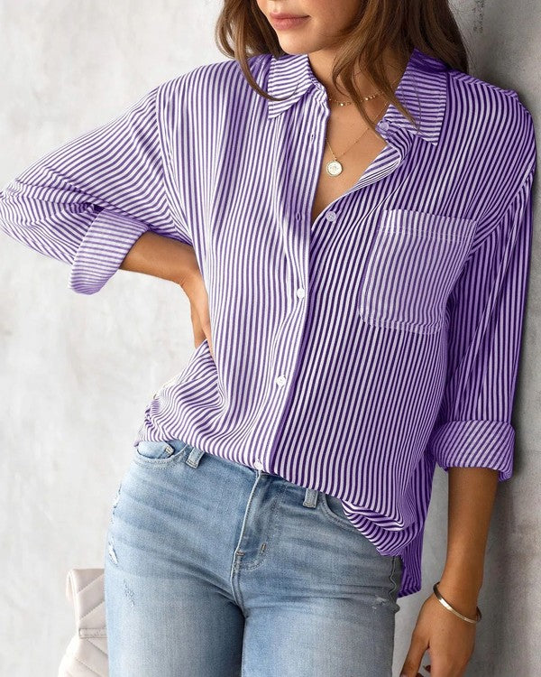 Striped Button Down Shirt for Women | Bellem Trading - Bellem Trading