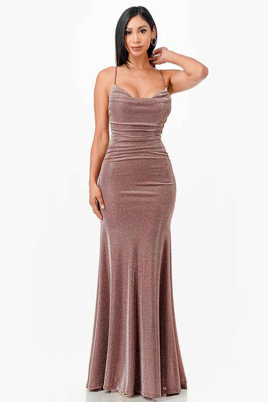 Bronze Dress, Maxi Length, Spaghetti Strap, Women's, by Bellem Trading, Bronze product image