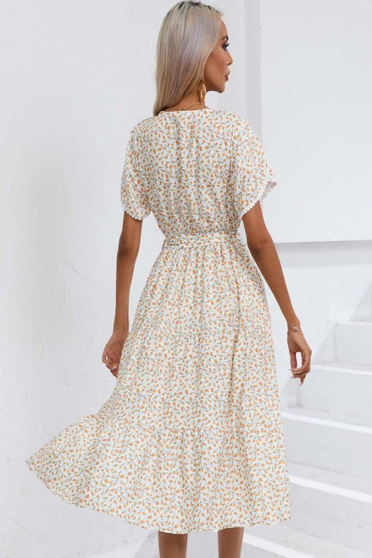 V-neck Tulip Sleeve Wrap Maxi Dress for Women | Bellem Trading - Bellem Trading