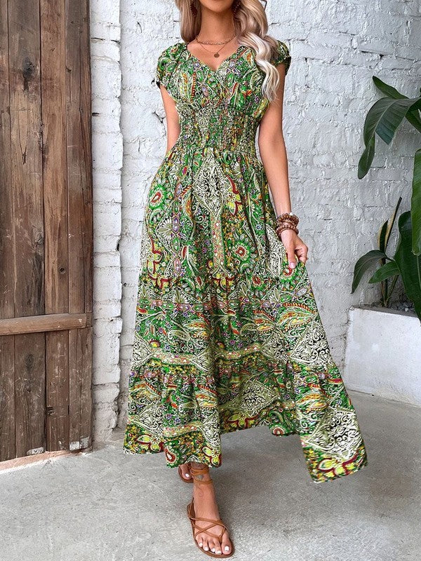 Floral V Neck Maxi Dress for Women | Bellem Trading - Bellem Trading