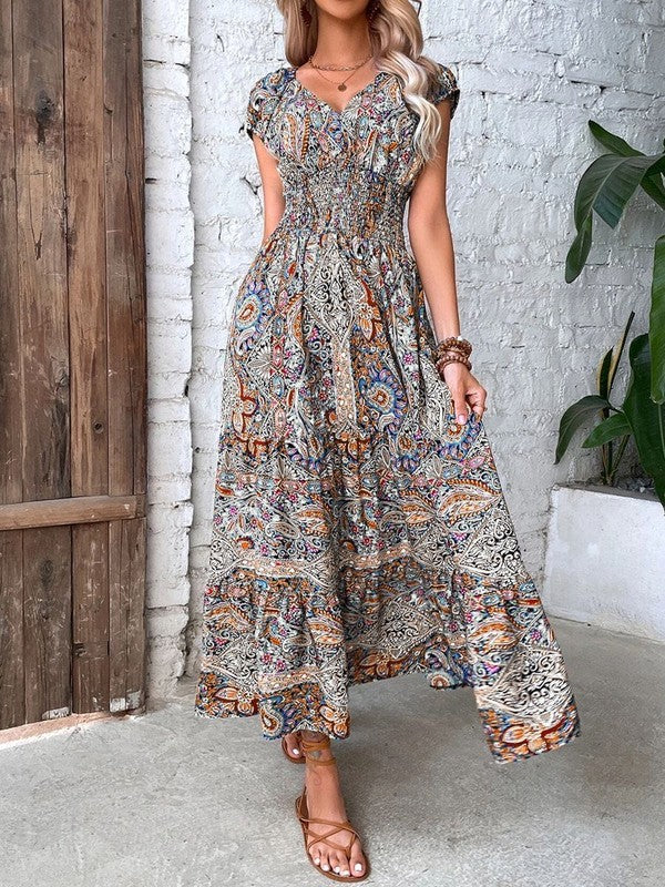 Floral V Neck Maxi Dress for Women | Bellem Trading - Bellem Trading