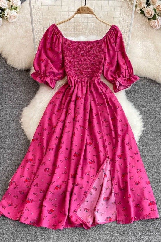 Floral Smocked Midi Dress for Women | Bellem Trading - Bellem Trading