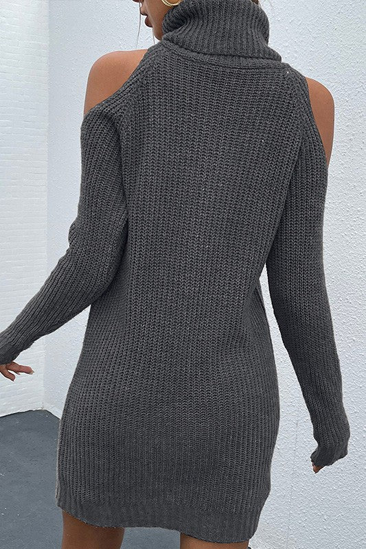 Dark Gray Black Turtleneck Sweater Dress for Women | Bellem Trading - Bellem Trading