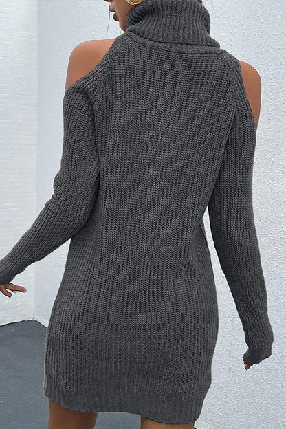 Dark Gray Black Turtleneck Sweater Dress for Women | Bellem Trading - Bellem Trading