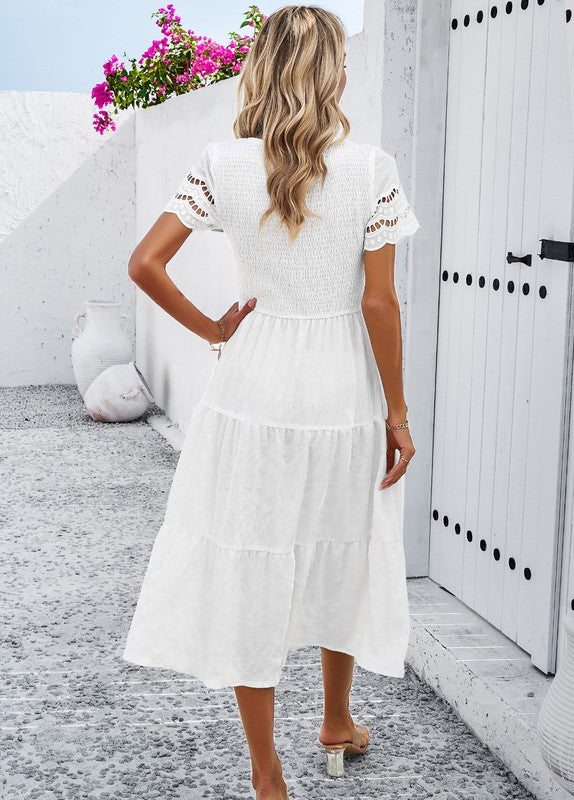 Smocked Tiered Midi Dress for Women | Bellem Trading - Bellem Trading
