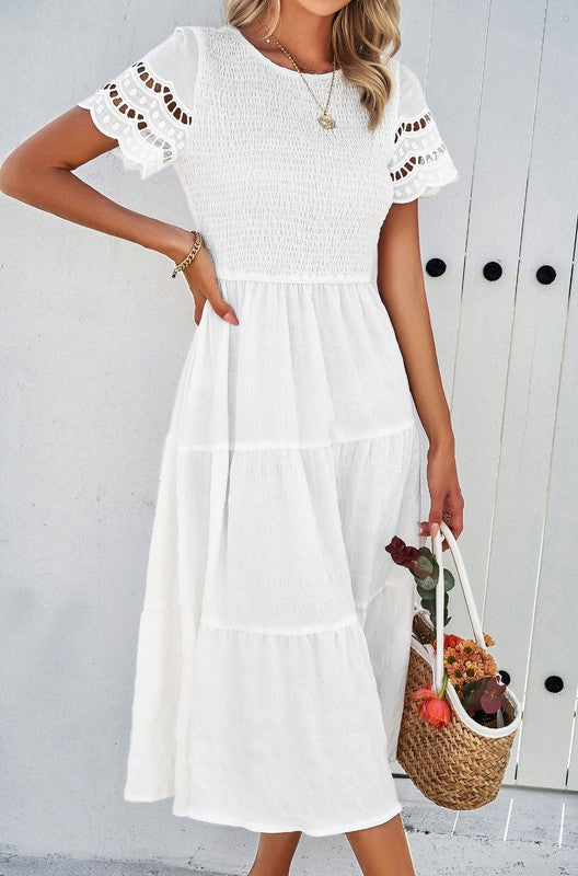 Smocked Tiered Midi Dress for Women | Bellem Trading - Bellem Trading