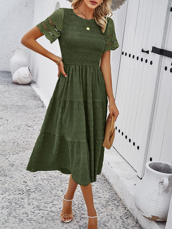Smocked Tiered Midi Dress for Women | Bellem Trading - Bellem Trading