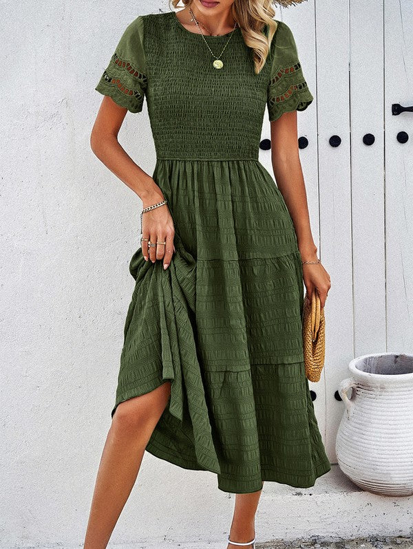Smocked Tiered Midi Dress for Women | Bellem Trading - Bellem Trading