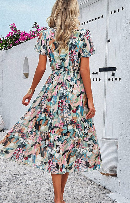 Floral Print V Neck Midi Dress for Women | Bellem Trading - Bellem Trading
