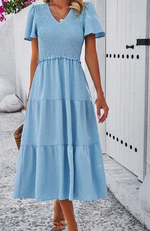 Smocked Midi Dress for Women | Bellem Trading - Bellem Trading