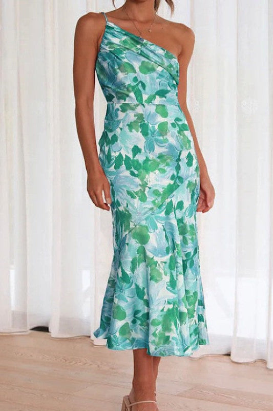One Shoulder Floral Print Maxi Dress for Women | Bellem Trading - Bellem Trading