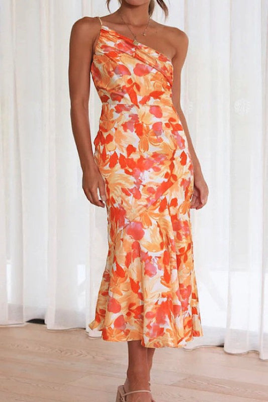 One Shoulder Floral Print Maxi Dress for Women | Bellem Trading - Bellem Trading