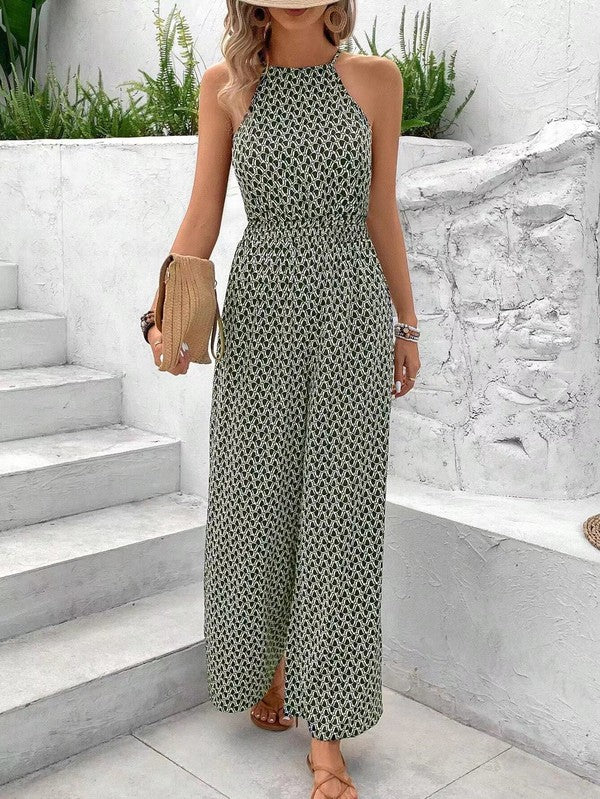 Patterned Sleeveless Jumpsuit for Women | Bellem Trading - Bellem Trading