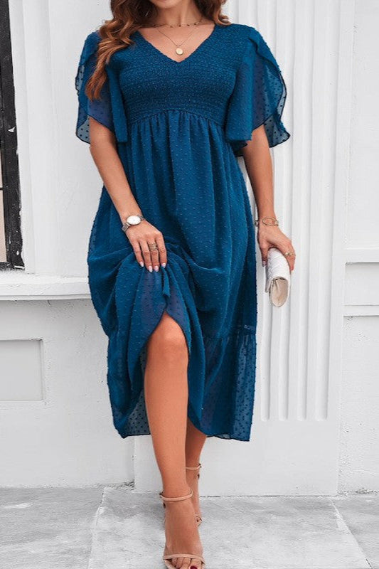 Swiss Dot Ruffled Maxi Dress for Women | Bellem Trading - Bellem Trading