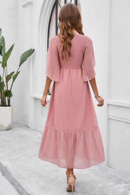 Swiss Dot Ruffled Maxi Dress for Women | Bellem Trading - Bellem Trading