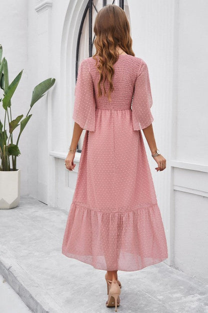 Swiss Dot Ruffled Maxi Dress for Women | Bellem Trading - Bellem Trading