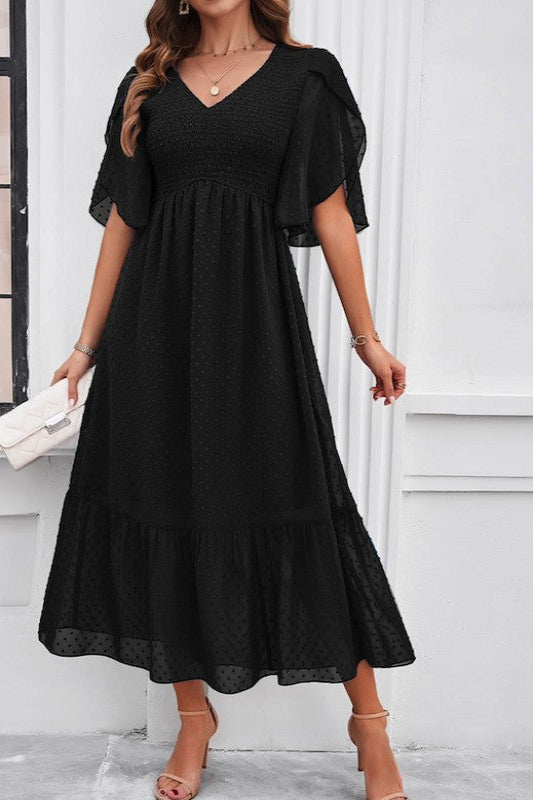 Swiss Dot Ruffled Maxi Dress for Women | Bellem Trading - Bellem Trading