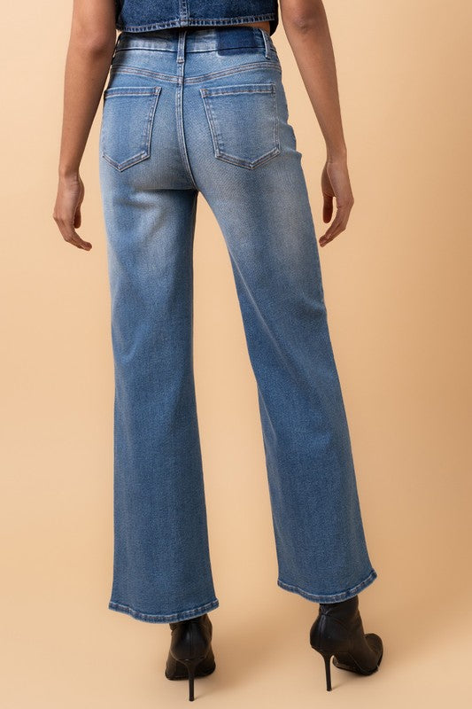 High Rise Relaxed Wide Leg Jeans in Medium Denim | Bellem Trading - Bellem Trading