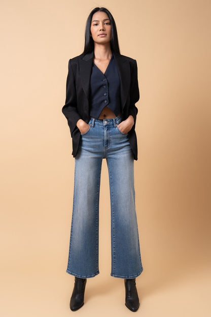 High Rise Relaxed Wide Leg Jeans in Medium Denim | Bellem Trading - Bellem Trading