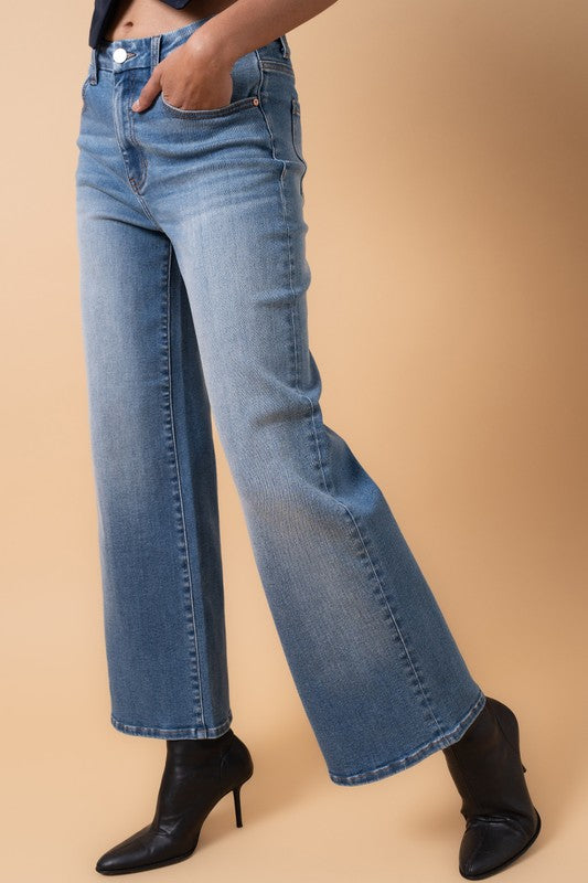 High Rise Relaxed Wide Leg Jeans in Medium Denim | Bellem Trading - Bellem Trading