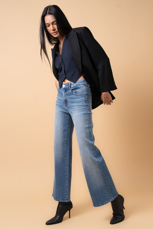 High Rise Relaxed Wide Leg Jeans in Medium Denim | Bellem Trading - Bellem Trading