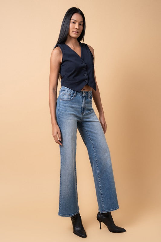 High Rise Relaxed Wide Leg Jeans in Medium Denim | Bellem Trading - Bellem Trading