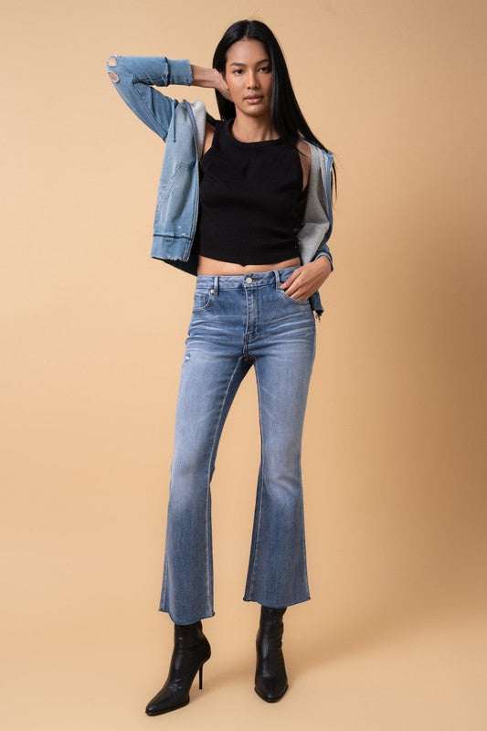 Mid Rise Crop Flare Jeans for Women | Bellem Trading - Bellem Trading