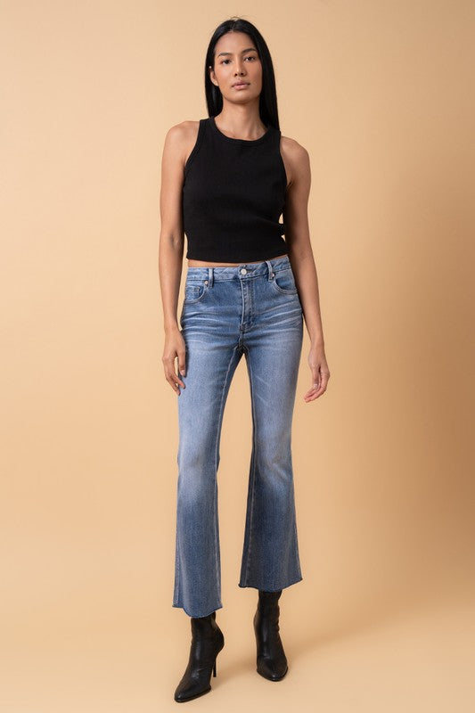 Mid Rise Crop Flare Jeans for Women | Bellem Trading - Bellem Trading