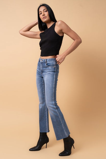 Mid Rise Crop Flare Jeans for Women | Bellem Trading - Bellem Trading