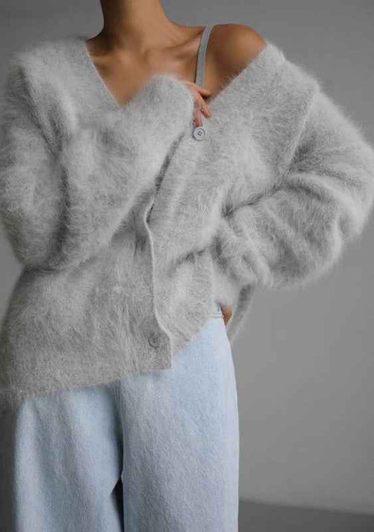 Cardigan, Fuzzy Knit, Oversized Fit, Button‑Up, Women's, by nan product image
