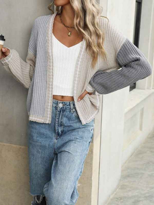 Grey Multi Cardigan, Knit, Open‑Front, Women's, by Bellem Trading, Grey Multi product image