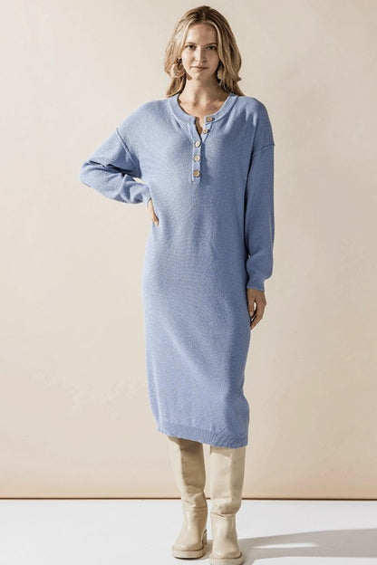 Comfy Button-Front Soft Sweater Dress for Women | Bellem Trading - Bellem Trading