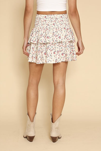 Floral Smocked Ruffle Mini Skirt | Bellem Trading - Bellem Trading