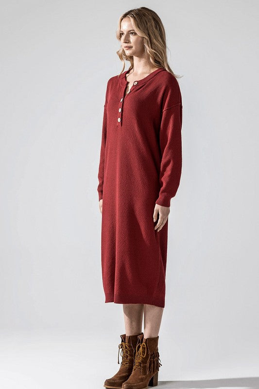 Comfy Button-Front Soft Sweater Dress for Women | Bellem Trading - Bellem Trading