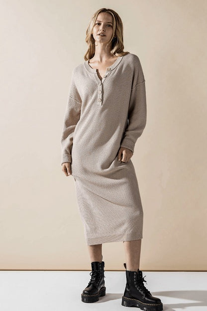 Comfy Button-Front Soft Sweater Dress for Women | Bellem Trading - Bellem Trading