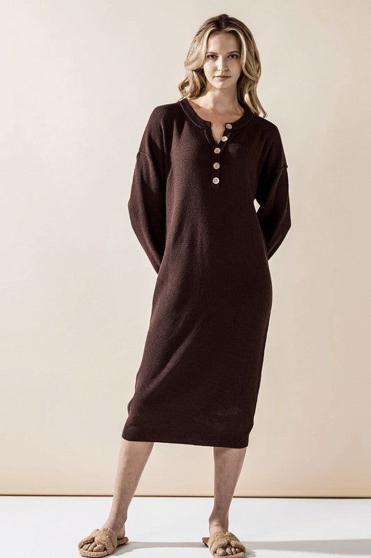 Comfy Button-Front Soft Sweater Dress for Women | Bellem Trading - Bellem Trading