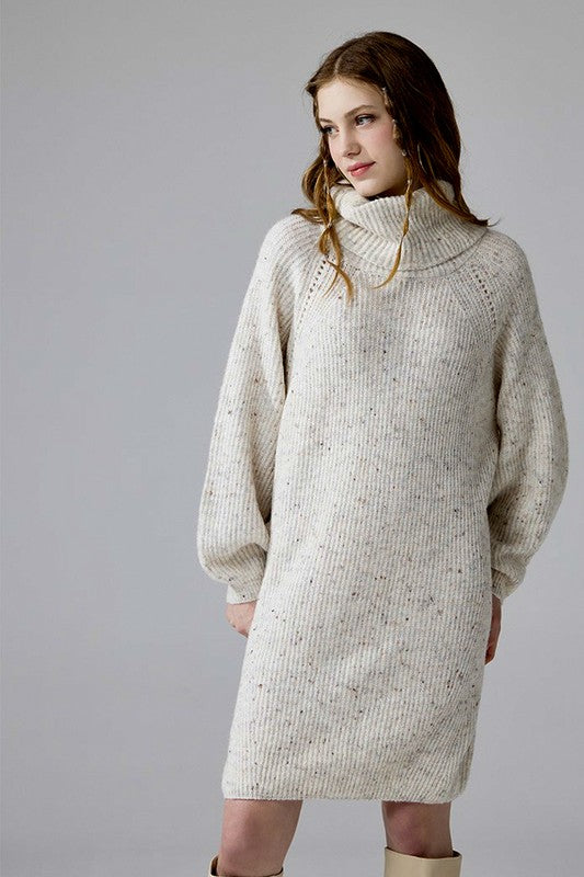 Plus Turtleneck Balloon Confetti Sweater Dress for Women | Bellem Trading - Bellem Trading