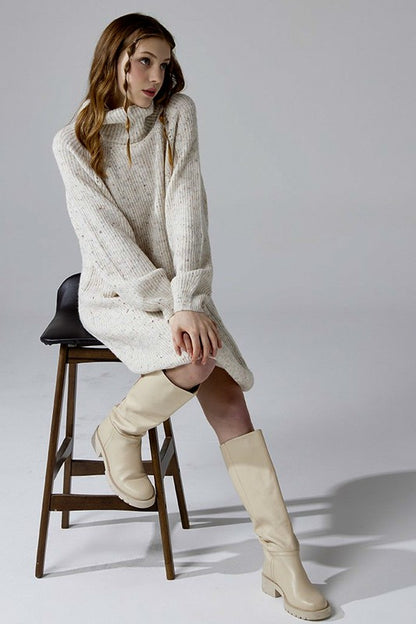 Plus Turtleneck Balloon Confetti Sweater Dress for Women | Bellem Trading - Bellem Trading