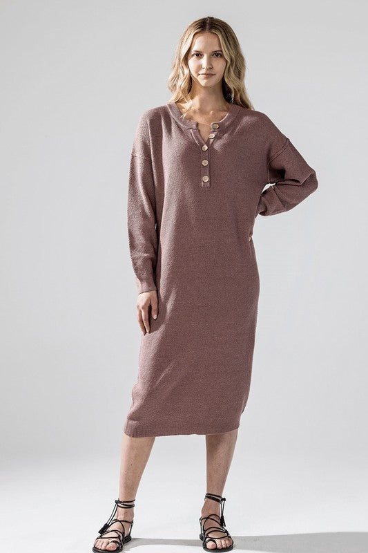 Plus Comfy Button-Front Soft Sweater Dress for Women | Bellem Trading - Bellem Trading