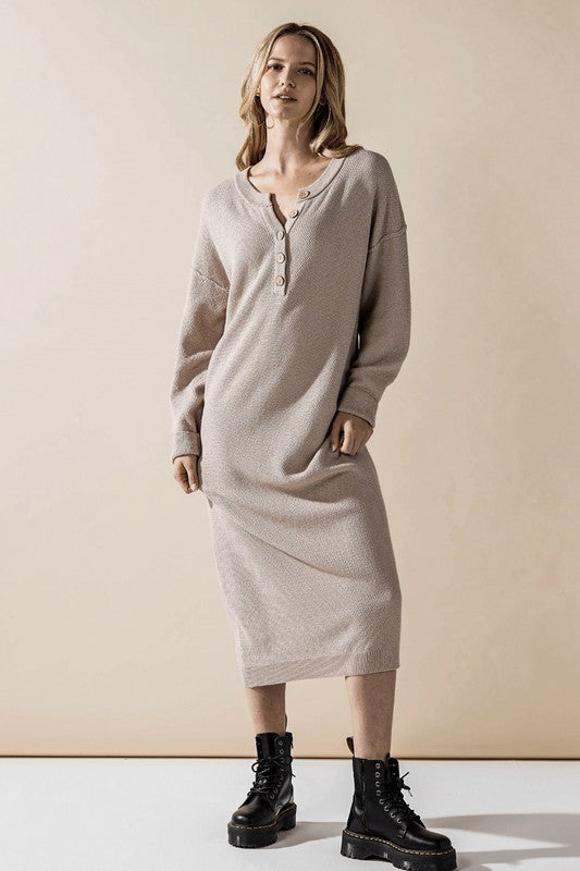 Plus Comfy Button-Front Soft Sweater Dress for Women | Bellem Trading - Bellem Trading