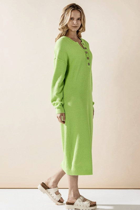 Plus Comfy Button-Front Soft Sweater Dress for Women | Bellem Trading - Bellem Trading