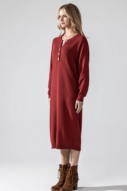 Plus Comfy Button-Front Soft Sweater Dress for Women | Bellem Trading - Bellem Trading