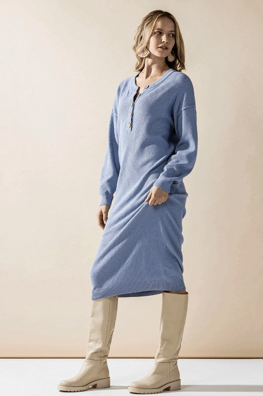 Plus Comfy Button-Front Soft Sweater Dress for Women | Bellem Trading - Bellem Trading