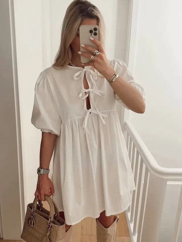 Leopard Bow Tie Front Mini Dress for Women | Bellem Trading - Bellem Trading